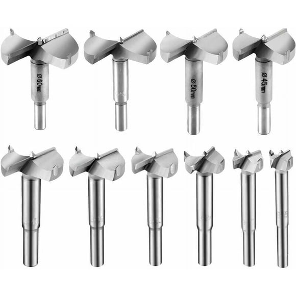 Brocas para madera de 15-60 mm, 10 unidades, fresas para madera, brocas de carburo para carpintería, brocas esféricas para instalación de puertas, para trabajar agujeros en madera,