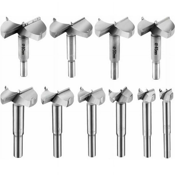 Broca para madera 15-60 mm 10 piezas Avellanador de madera Broca para madera Broca para dar forma Broca para madera de carburo Instalación de puertas esféricas para trabajar agujeros Cajón