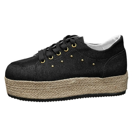 

Women Casual Shoes Lace Up Round Toe Rope Large Casual Women s Shoes With Thick Soles