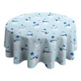 thumbnail image 4 of Light Blue Christmas Snowman Pattern Round Tablecloth 60"x60",Wrinkle Wipeable Table Cloth for Kitchen Dining Room Picnic Patio Party, 4 of 6