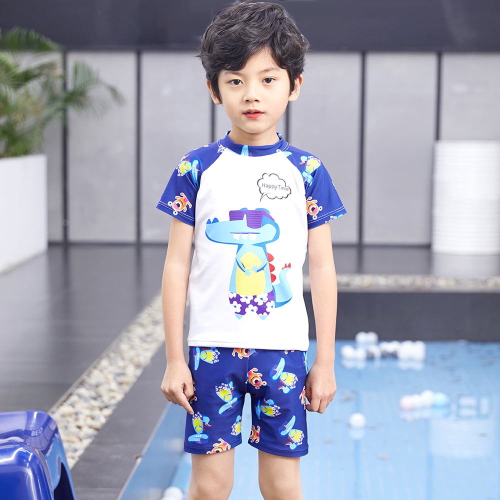 Toddler Boys Swimming Trunks with Cap Kids Beach Shorts Cartoon Bathing Suit 