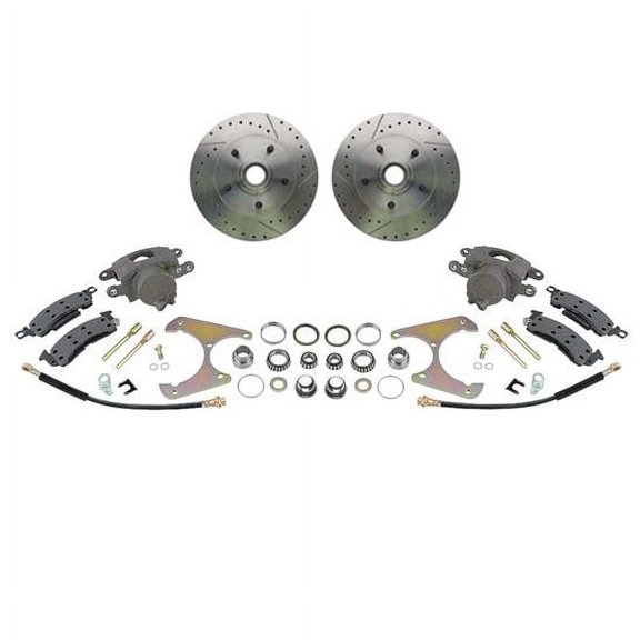 Drilled/Slotted Brake Kit, 1969-77 GM Caliper, Fits Early Ford Spindle