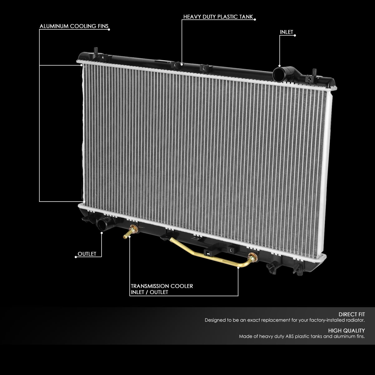 DNA Motoring 1910 Aluminum Radiator for 1997-2001 Toyota Camry Lexus ES300 1999-2001 Solara 3.0L