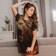 thumbnail image 3 of Balery Cool Flame Lion A Camisón de manga corta con cuello redondo para mujer, cómodo y elegante., 3 of 6