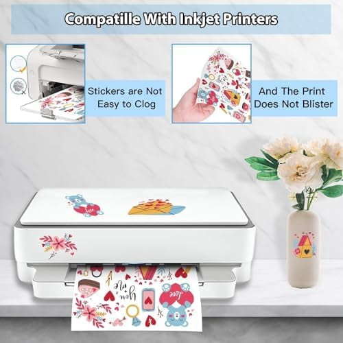 60 Sheets Printable Clear Vinyl Sticker Paper for Inkjet Printers, Transparent Paper of 8.5x11"DIY Personalized Self-adhesive Paper That Is Tear Resistant, Waterproof Labels, Easy to Cut
