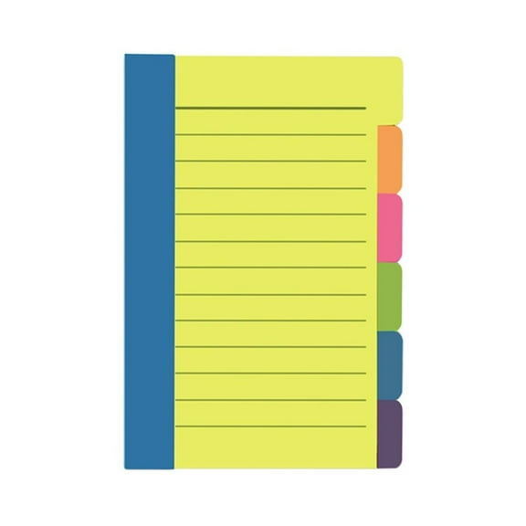 JikouIivo Divider Sticky Notes, Tabbed Self-Stick Lined Note Pad, 60 Ruled Notes per Pack, 4 x 6 Inches, Assorted Neon Colors