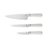 Beautiful by Drew Barrymore 3-piece Forged Kitchen Chef Knife Set in White with Gold Accents
