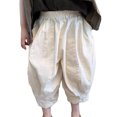 thumbnail image 2 of LZHGirlshop Girl's Wide Leg Loose Cotton Elastic Waist Trousers Casual Solid Color with Pocket Soft Pants,White,12M, 2 of 6