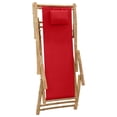 thumbnail image 5 of vidaXL Chaise Longue Bambou et Toile Rouge, 5 of 5