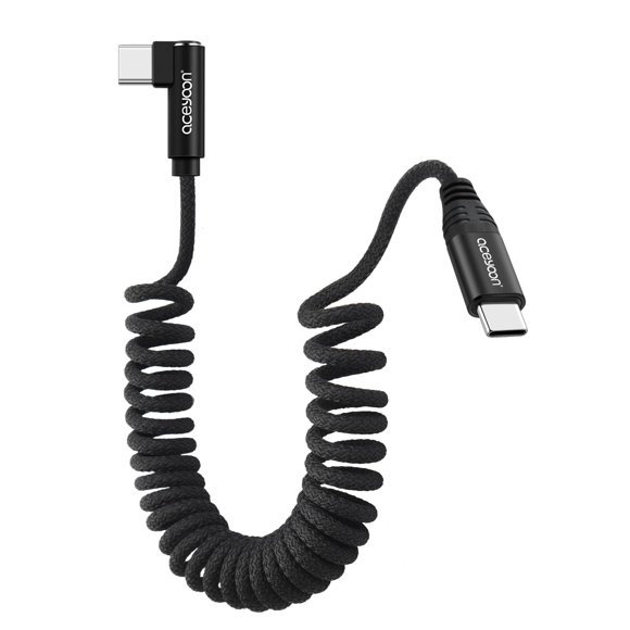 shiyou-100W Coiled USB C Cable Nylon Braided, 3FT USB C Cable for Car Fast Charging, for iPhone 15 Samsung Galaxy Z Fold 5 Flip 5 S23 S22 S21 FE Ultra