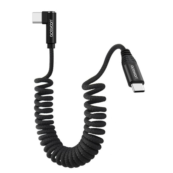 shiyou-100W Coiled USB C Cable Nylon Braided, 3FT USB C Cable for Car Fast Charging, for iPhone 15 Samsung Galaxy Z Fold 5 Flip 5 S23 S22 S21 FE Ultra