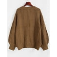 thumbnail image 3 of ZAFUL Women Casual Loose Chunky Knit Drop Shoulder Cardigan Deep Coffee S, 3 of 7