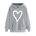 thumbnail image 1 of Plebaso Sweat à Capuche pour Femmes Mignon Cœur Manches Longues Décontracté avec Poches, 1 of 5