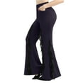 thumbnail image 2 of BiZtdJrK Womens Gothic Flare Pants Lace Trim Bell Bottom High Waist Trousers Solid Color Disco Legging Outfit Clubwear, Purple, XL, 2 of 10