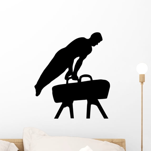 Olympic Male Gymnastic Silhouette Wall Decal by Wallmonkeys Peel and Stick Graphic (18 in H x 16 in W) WM36500