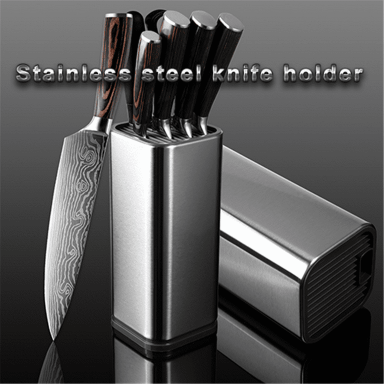 1pc Stainless Steel 6-slot Universal Knife Block, High-end Kitchen Knife  Holder Without Knives
