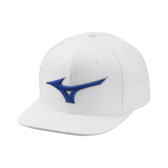 Gorra de béisbol Mizuno Tour Flat Snapback para mujer, color blanco