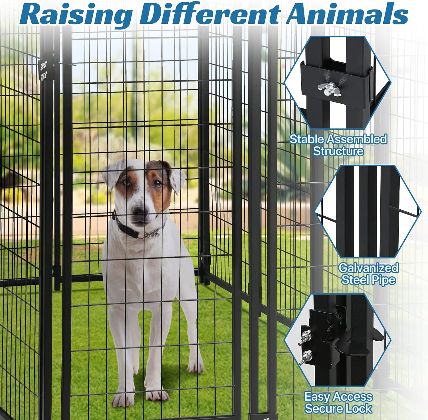 Dkelincs Large Dog Kennel 8'L x 4'W x 6'H Heavy Duty Outdoor Dog Crate Cage with Roof and Waterproof Cover, Black