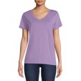 thumbnail image 2 of Time and Tru Women's Short Sleeve V-Neck Tee, 2-Pack, 2 of 5