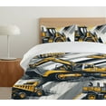 thumbnail image 4 of Ambesonne Construction Duvet Cover Set, Cartoon Trucks Stripes, King, Apricot Blue Grey Pearl, 4 of 4