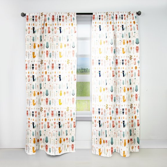 Designart "Minimalist Cute Children'S Animals I" Animal Print Blackout Curtain Panels