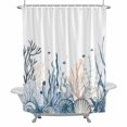 thumbnail image 2 of Blue Ocean Shower Curtain for Bathroom Decor, Coral Starfish Seagrass Fish Waterproof Fabric Shower Curtain, 54"x78" Set with 12 Hooks, 2 of 9