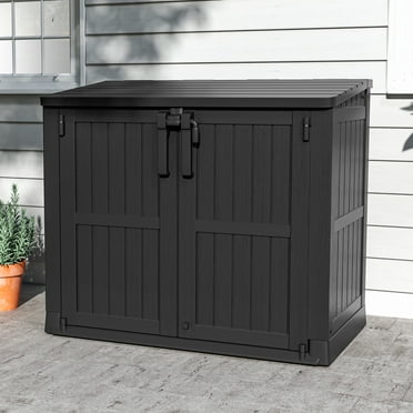 Dextrus Horizontal Durable Resin Outdoor Storage Shed with Ventilation,Floor and Locking Latch