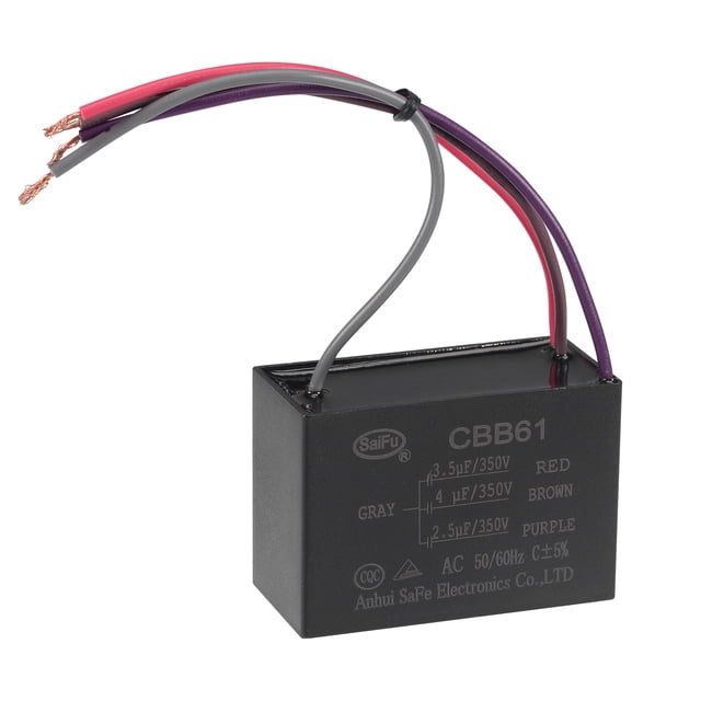 Capacitor de ventilador de techo CBB61 de 3.5/4/2.5uF 350V CA 4 cables Uxcell 1 paquete