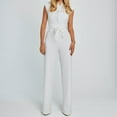 thumbnail image 6 of Wycnly Womens Jumpsuits Plus Size Empire Waist Business Long Jumpsuits Overalls Trendy Solid V-Neck Sleeveless Maxi Summer Rompers White l, 6 of 6