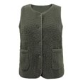 thumbnail image 1 of Chaleco Simply Basic para Mujer, con Botones y Bolsas al Frente, Cuello Redondo, Sherpa Verde Talla M, 1 of 4