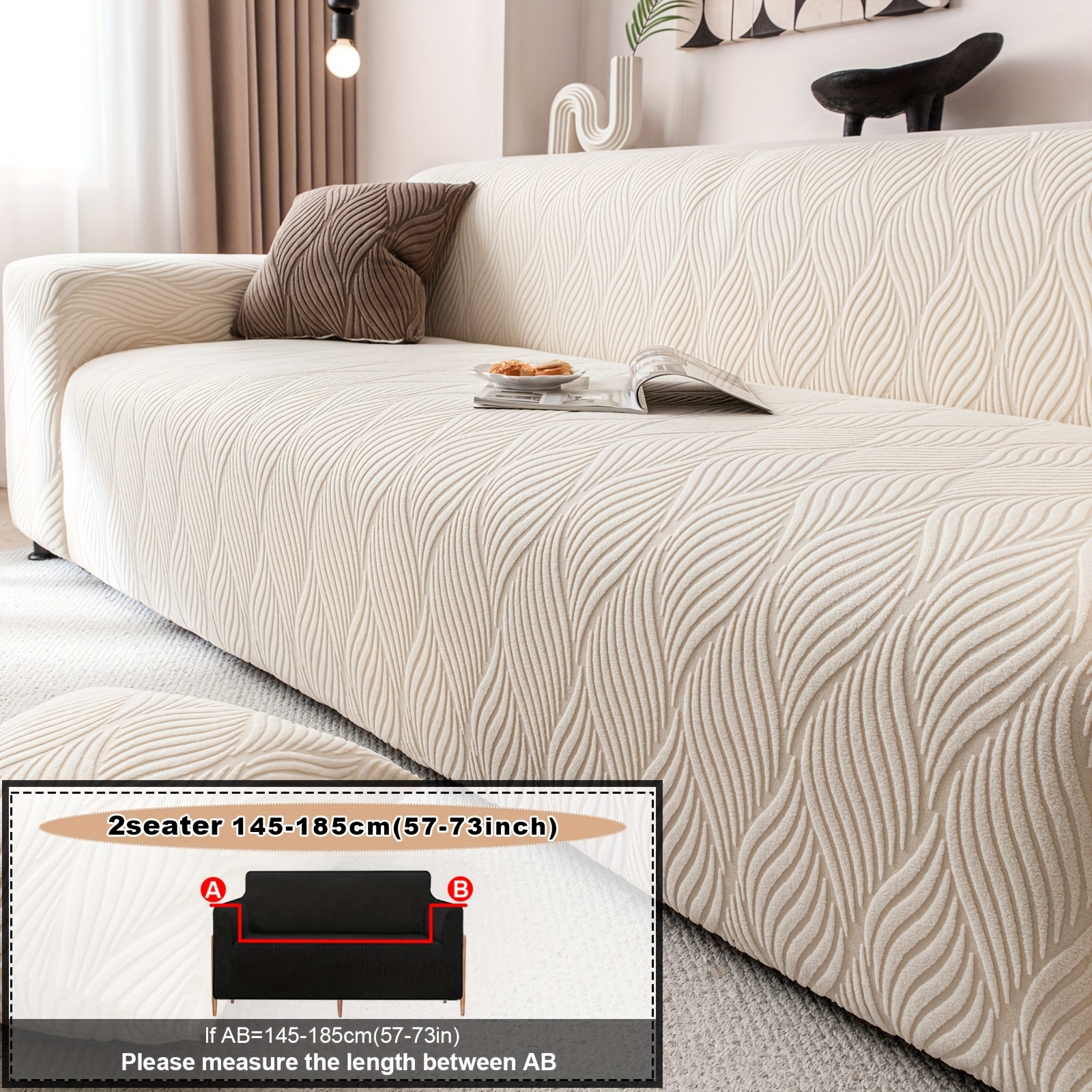 1PC Luxurious Jacquard Stretch Sofa Slipcover, Pet-Friendly Hairproof & Anti-Slip, All-Season Furniture Cover for Couch, Loveseat, Armchair, Sectional, Easy to Install & Wash