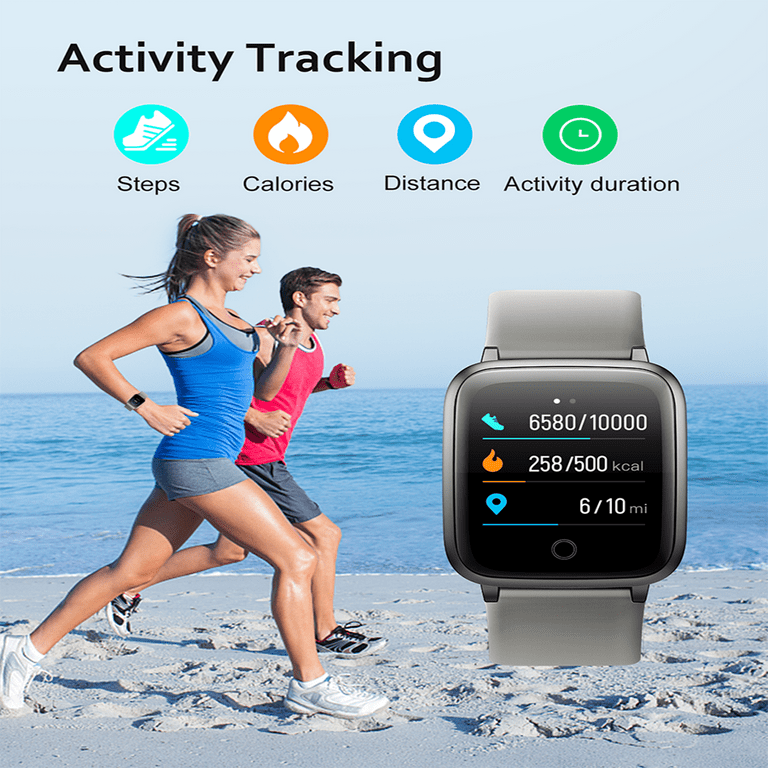 Willful SW025 Smart Watch for Men Women, Activity Tracker with Heart Rate Sleep Monitor IP68 Waterproof Compatible with iPhone Samsung Gray-Black - Walmart.com