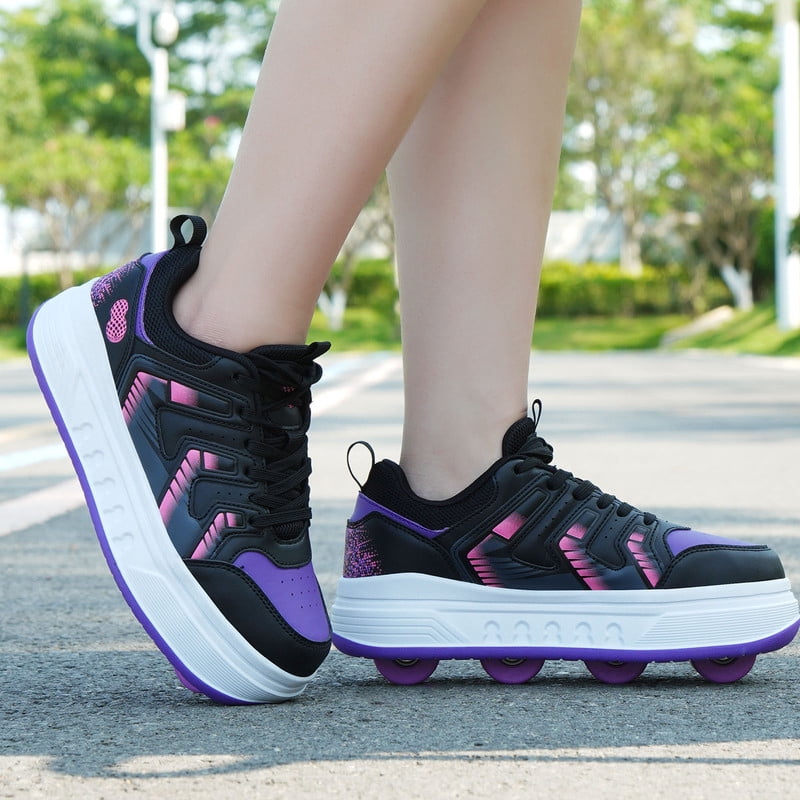 KOFUBOKE Roller Skate Shoes & Unisex Sneakers with 4 Wheels for Outdoor Sports Activities