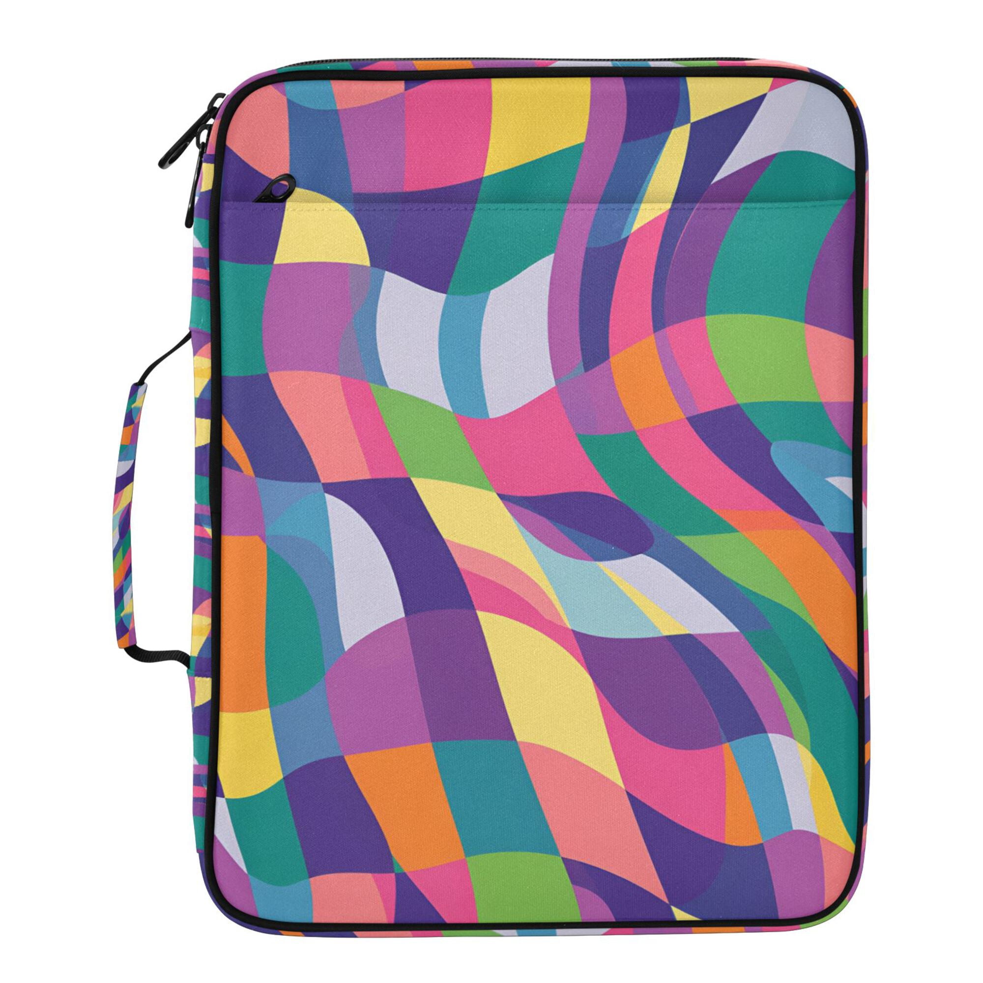 FORMRS Accordion File Folder A4 Size 7-Pocket Expanding Document Organizer Bag with 3 Ring Binder, Colorful Wavy Pattern