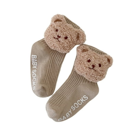 

1 Pair Cute Baby Boys Girls Socks Cartoon Bear Non-slip Soft Fall Winter Socks