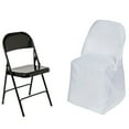 thumbnail image 4 of BalsaCircle 50 White Folding Round Solid Polyester Chair Covers Slipcovers, 4 of 7