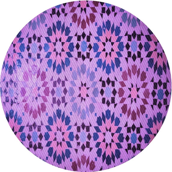 Ahgly Company Indoor Round Patterned Heliotrope Purple Area Rugs, 3' Round