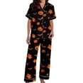 thumbnail image 4 of Muxikeji Clothes Halloween Pajamas Pants for Women,2 Piece Pajama Set for Women,Halloween Pumpkin Print Short Sleeve Shirts and Long Pants Women'S Pajama Set for Sleepwear Pj, 4 of 5