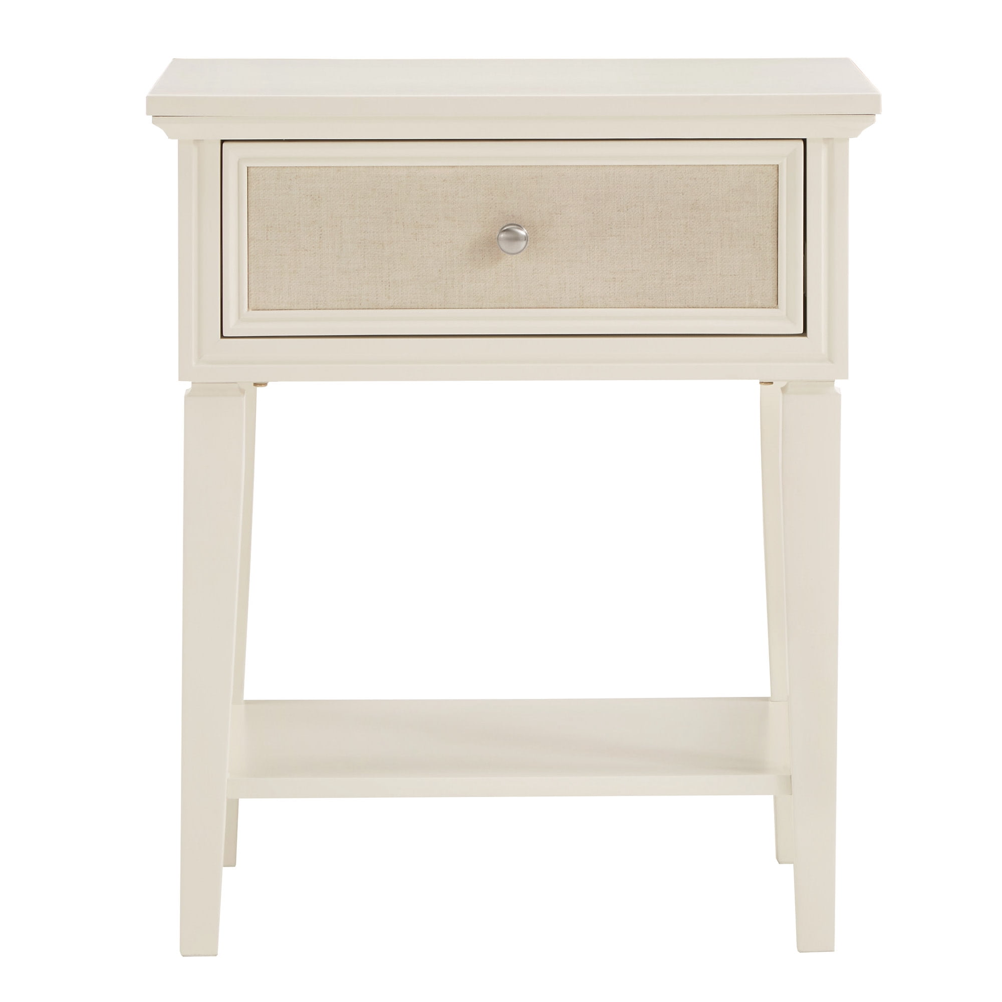 Weston Home Erro White Finish Beige Linen 1- Drawer Nightstand