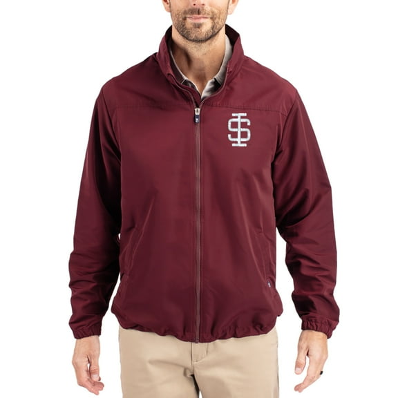 Men's Cutter & Buck Maroon Southern Illinois Salukis Charter Eco Recycled Full-Zip Jacket