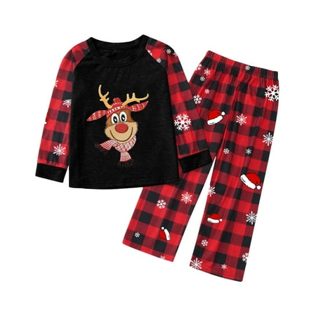 

Frehsky matching family outfits Family Outfits Christmas Deer Pajamas Set Plaid Sleepwear Homewear For Kids