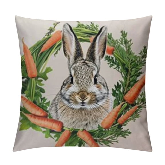 Bunny Easter Throw Pillow Covers Carrot Easter Decorations Farmhouse Spring Pillow Covers Home Decor for Couch Sofa Porch