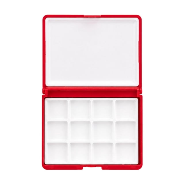 Caja de paleta para acuarela, bandeja para mezclar gouache, fácil de limpiar, a prueba de fugas, vacía. Rojo