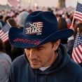 thumbnail image 3 of USA 250th Anniversary Cowboy Hat 250 Years Felt Western Patriotic Hat 1776-2026 America Birthday Celebration Gift US Flag Stripe Wide Brim Independence Day Sun Cap, 3 of 5