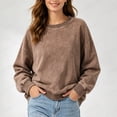 thumbnail image 6 of Lmnyox Sweatshirts for Women Vintage Loose Solid Color Crew Neck Pullover Casual Long Sleeve Tops, 6 of 7