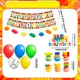 thumbnail image 3 of 53 Pcs Block Party Supplies,Building Blocks Birthday Decorations Set - Building Block Birthday Balloons,Building Block Banner Cake Topper etc Colorful Building Block Birthday Party Decorations, 3 of 8