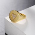 thumbnail image 3 of Chunky Gold Rings - Signet Sings para mujer, anillo de cúpula, anillo de declaración, anillo de acero inoxidable chapado en oro de 18 k, oro rosa Tamaño: 8 Feliz Sencillez, 3 of 4