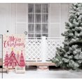 thumbnail image 3 of Merry Christmas Garden Flags 12.5x18 Double Sided, Pink Xmas Tree with Stars Small Seasonal Decoration for Holiday Winter Yard Outside Outdoor, 3 of 6