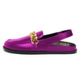 thumbnail image 3 of YDN Women Round Toe Chains Slingback Flats Elastic Strap Heeled Loafers Casual Daily Dress Walking Shoes Size 7 Fuchsia, 3 of 4