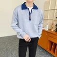 thumbnail image 4 of Suéteres de punto para hombre, ropa para hombre con cremallera empalmada, jerseys con bolsillos, polo marrón con cremallera, calefactados, económicos, coreanos, otoño 2024 AS, 4 of 5